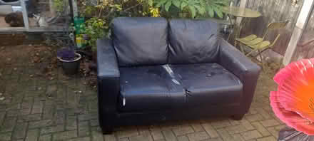 Photo of free Black faux leather 2 seater sofa (Long Eaton NG10) #1