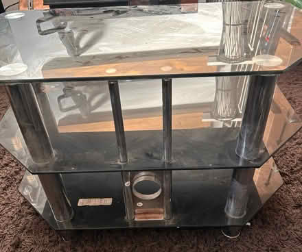 Photo of free Black glass TV stand (Skerton) #1