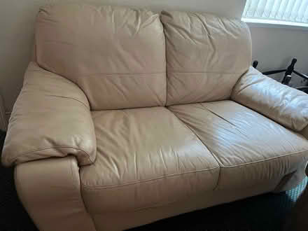Photo of free Used cream leather sofa (Bearwood B67) #1