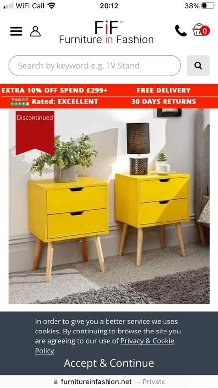Photo of free 2 x Yellow bedside drawers (Nash MK17) #1