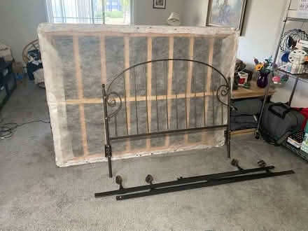 Photo of free Full Box Spring and Bed Frame (Glen Ellyn) #1