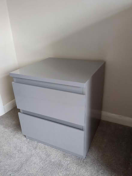Photo of free Bedside drawers. Gloss Grey. (Horsell GU21) #1