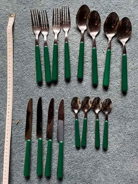 Photo of free Cutlery set 16pcs inoxpren Stainless Steel Handles Green (Fleetville AL1) #1