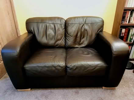 Photo of free Black leather sofa (Blackness TN6) #1