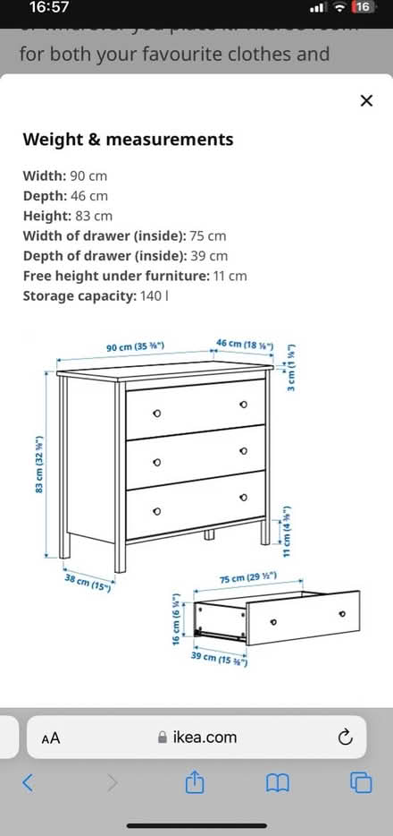 Photo of free Chest of drawers (Tunbridge Wells) #3