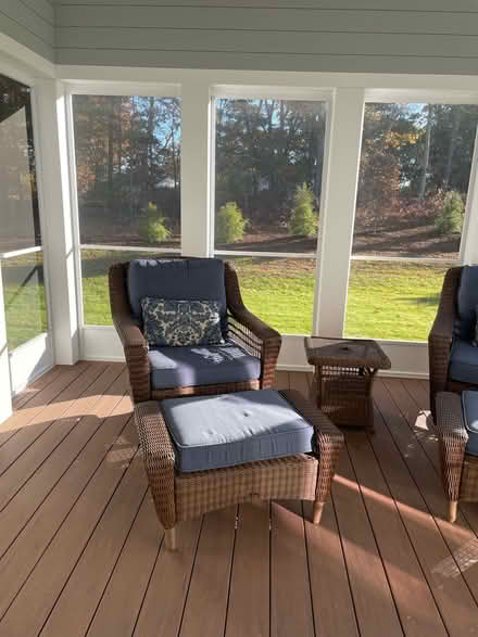 Photo of free 2 faux wicker chairs/ottomans (Frontier Lane Millis) #2