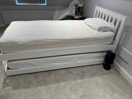 Photo of free Single wooden trundle bed (collyweston, PE9) #1