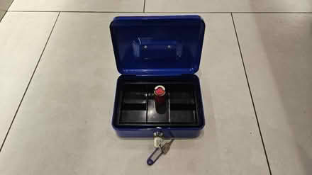 Photo of free Metal Blue Cash Box with keys (Garston WD25) #1