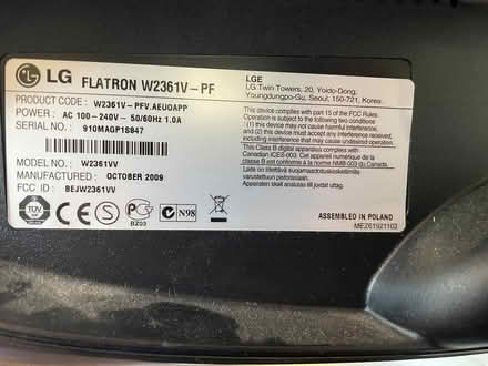 Photo of free 2x LG monitors 23” model W 2461Vv (Upper Wolvercote OX2) #2