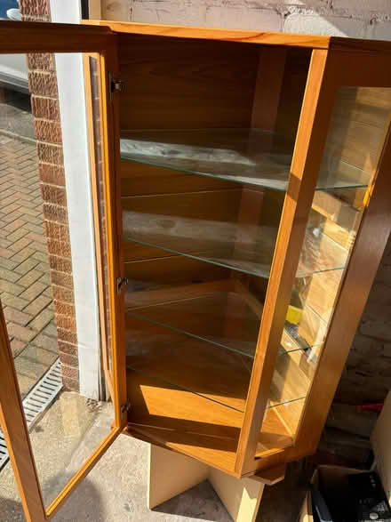 Photo of free Large glass and solid wood wall unit (Hulland Ward DE6) #1