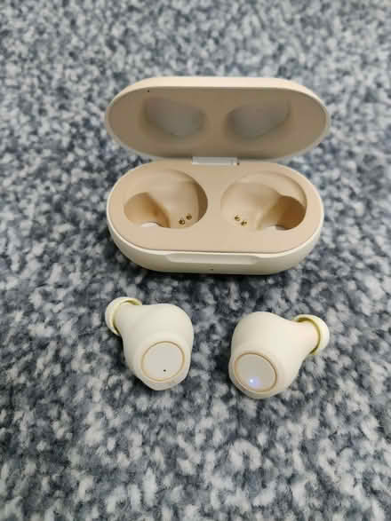 Photo of free Pair of tan coloured wireless ear-buds (with charging case) (Peachcroft OX14) #2