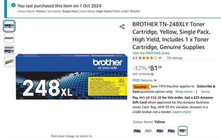 Photo of free Brother 248XL yellow toner cartridge - sealed (Arborfield Garrison RG2) #2