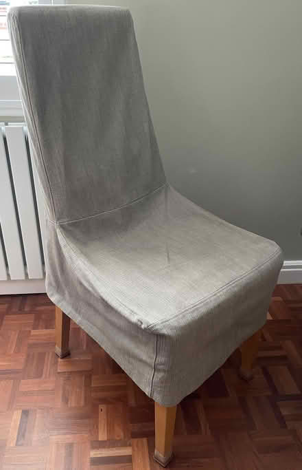 Photo of free Leather Dining Chairs (with grey/beige chair covers) (Wokingham RG40) #2