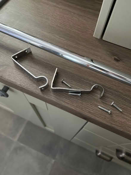 Photo of free Silver curtain pole and brackets (Consett) #2