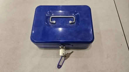 Photo of free Metal Blue Cash Box with keys (Garston WD25) #2