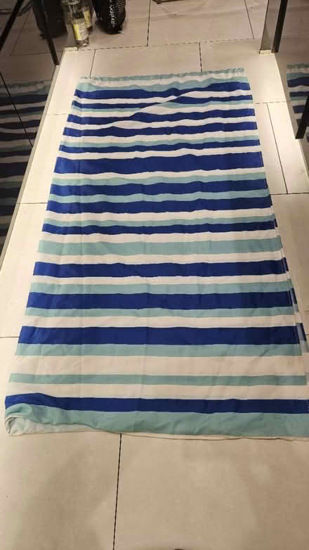 Photo of free Striped blue shower curatin (Garston WD25) #1