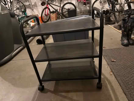 Photo of free Black metal wheeled cart (Lexington 02420) #1