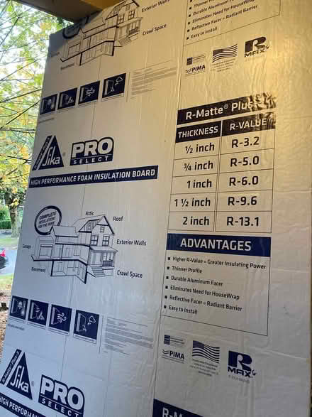 Photo of free Two 4'x8' sheets of foam insulation (Central Seattle) #1