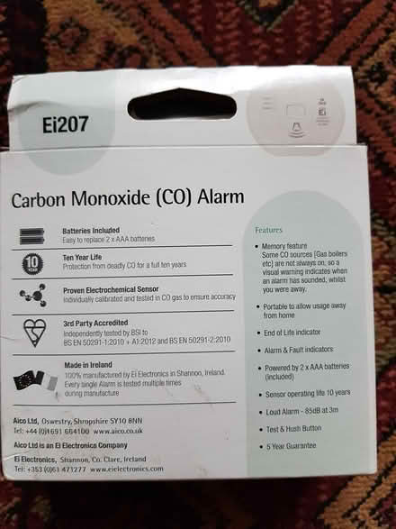 Photo of free Carbon monoxide alarm (Fairview GL52) #3