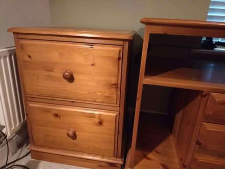 Photo of free Pine desk & filing cabinet (Great Leighs CM3) #3
