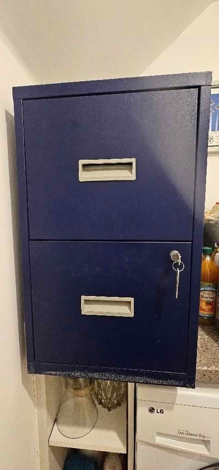 Photo of free 2 Drawer Blue filing cabinet (Hailsham BN27) #1
