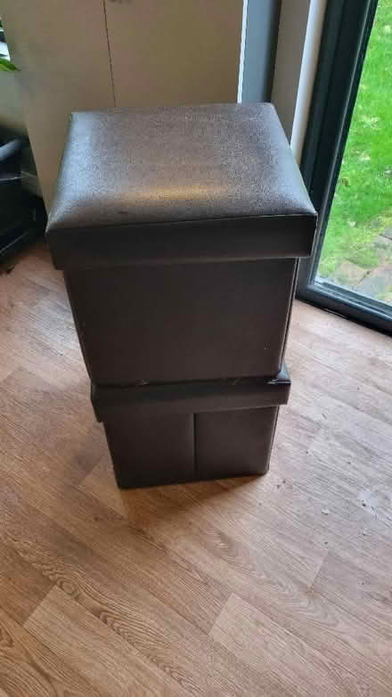 Photo of free 2 x folding leatherette storage cubes (Ninfield TN33) #1