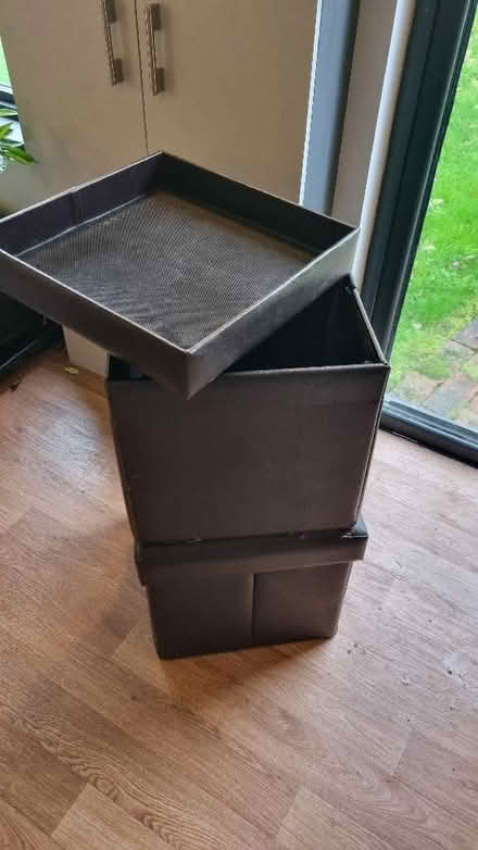 Photo of free 2 x folding leatherette storage cubes (Ninfield TN33) #2