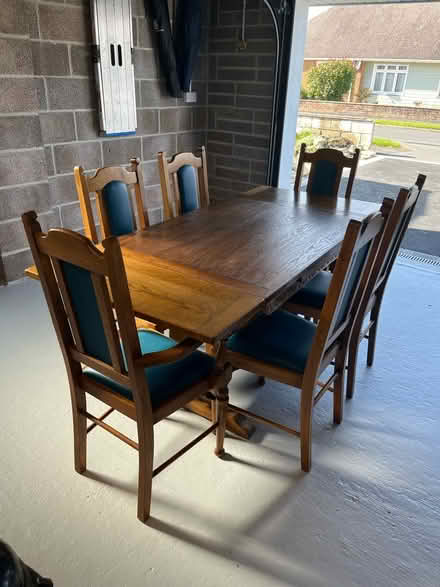 Photo of free Oak extending table and 6 chairs (BH25 Barton on Sea.) #2
