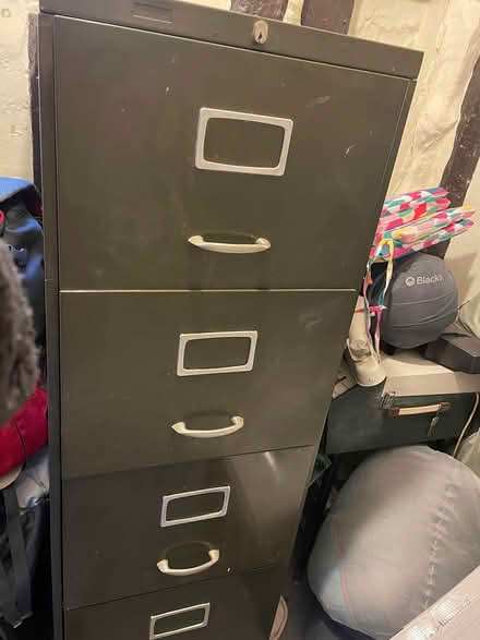 Photo of free Metal green filing cabinet (Bishops Castle) #1