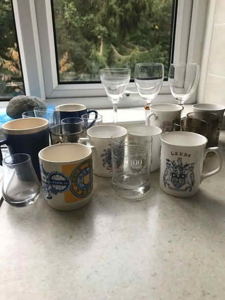 Photo of free Mugs and glasses incl. Leeds United mug from 1970s (Cookridge LS16) #1