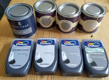 Photo of free 7 different grey paint tester pots, part used (Kings Heath B14) #1