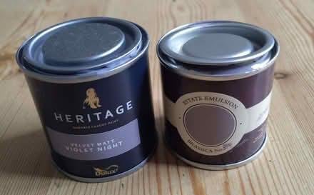 Photo of free Two violet-grey paint tester pots, part used (Kings Heath B14) #1