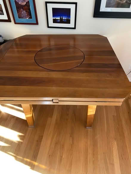 Photo of free Sturdy wood table with lazy Susan (David & Bancroft) #1