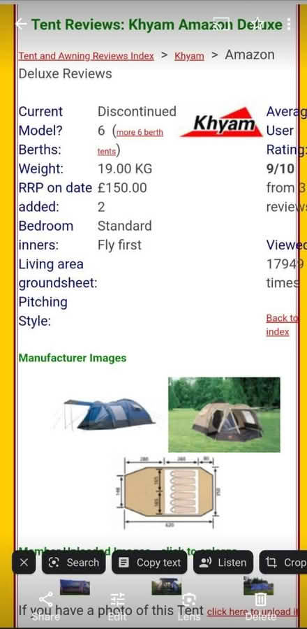 Photo of free Khyam 6x Person Blue Tent (Chessington KT9) #2