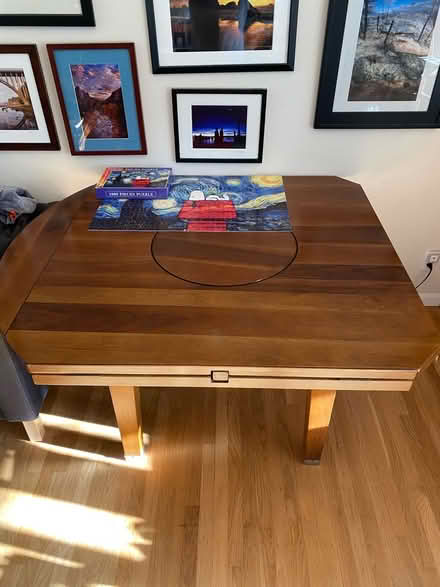 Photo of free Sturdy wood table with lazy Susan (David & Bancroft) #4