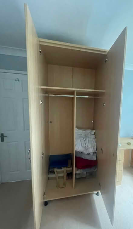 Photo of free 2 door light beech Wardrobe (Wheathampstead) #3
