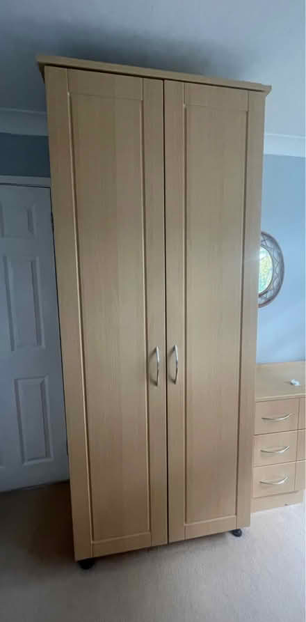 Photo of free 2 door light beech Wardrobe (Wheathampstead) #1