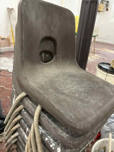 Photo of free 8 vintage brown stacking plastic chairs for restoration (Morecambe LA4) #2