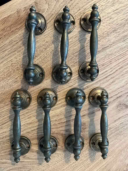 Photo of free 8 brass effect cupboard handles (Denvilles, near Havant) #1