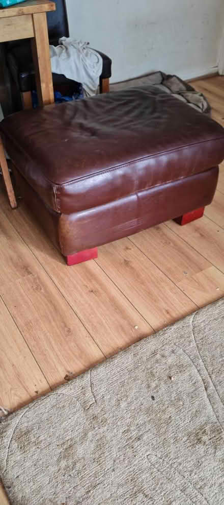 Photo of free Brown leather footstool (NE16) #1