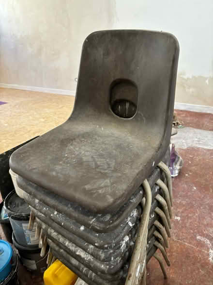 Photo of free 8 vintage brown stacking plastic chairs for restoration (Morecambe LA4) #4