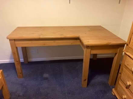 Photo of free Large wooden study desk, 'L' shaped (Wilmslow SK9) #1