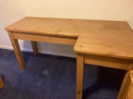 Photo of free Large wooden study desk, 'L' shaped (Wilmslow SK9) #2