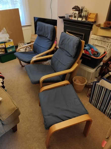 Photo of free 2 IKEA Poang Chairs and footstool (South Hatfield AL10) #1