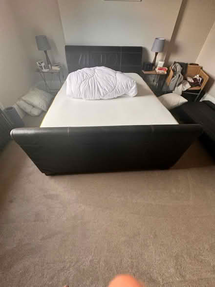 Photo of free King size brown leather bed frame (Tunbridge Wells TN1) #1