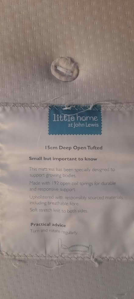 Photo of free John Lewis single mattress (KT6) #4