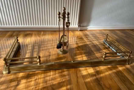 Photo of free Brass Fireplace Fender & Fireplace toolset (Noctorum CH43) #1