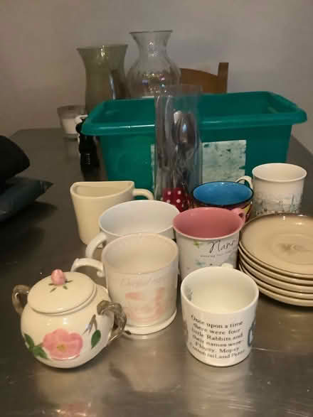 Photo of free Cups saucers & partial cutlery set (NW2) #1