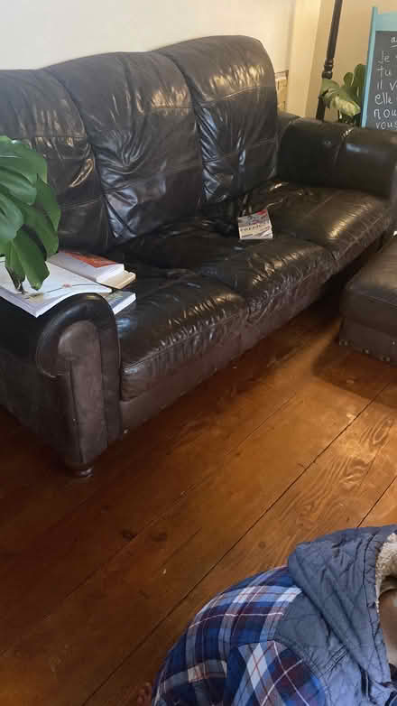 Photo of free Three seater leather sofa (Kirkby Stephen CA17) #1