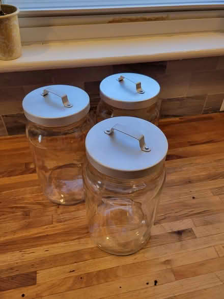 Photo of free three glass pantry canisters (Somerville (Union Sq)) #1